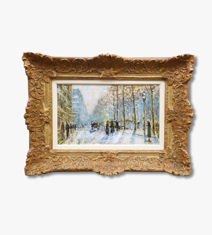 huile-sur-toile-paris-sous-la-neige-par-eugene-montezin