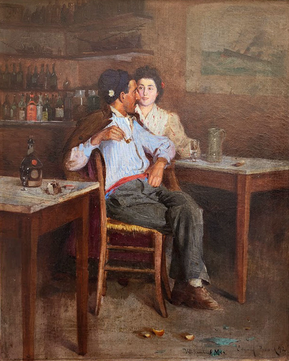 huile-sur-toile-bar-a-villefranche-sur-mer-par-edmond-picard-1