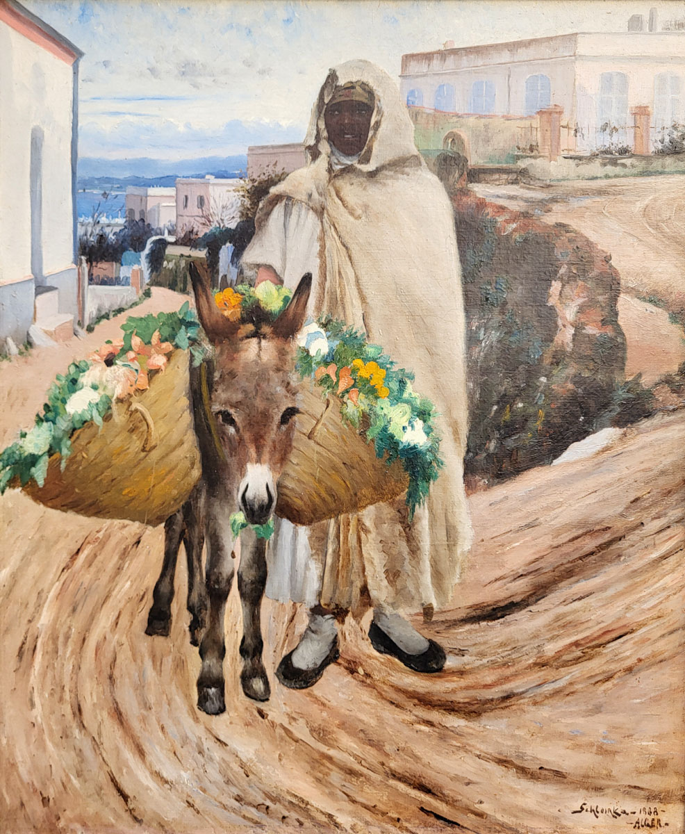 huile-sur-toile-le-muletier-et-son-ane-a-alger-par-alfred-schlomka-1