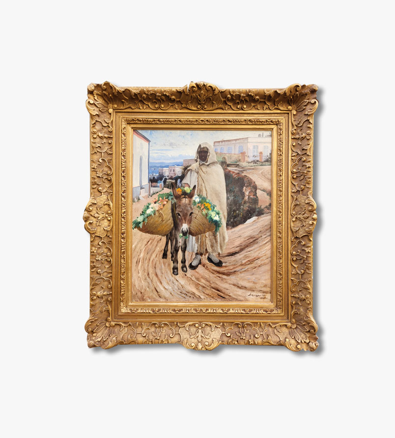 huile-sur-toile-le-muletier-et-son-ane-a-alger-par-alfred-schlomka
